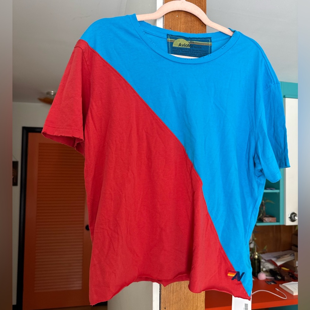 Aviator Nation Red and Blue Short Sleeve Tee